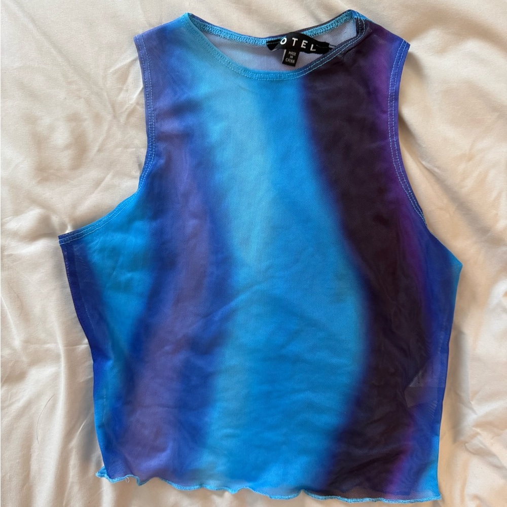 Motel Rocks Sheer / Mesh Blue Top